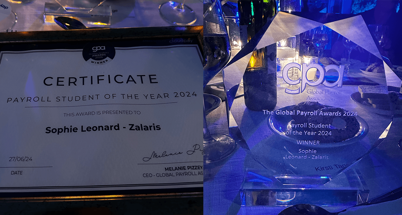 Zalaris employee wins Payroll Student of the Year Award at the 2024 Global Payroll Association Awards